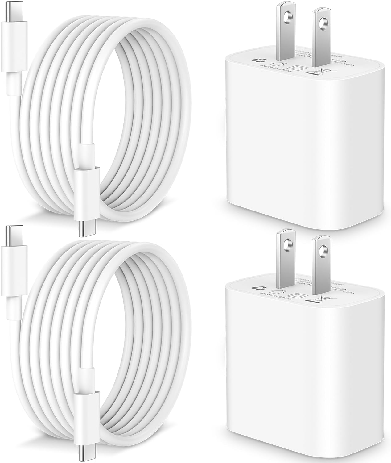iPhone 15 Charger, iPad Pro Fast Charger [Apple Certified], 2Pack 20W PD USB C Fast Charger Block for iPad Air 5th/4th, iPad Pro 12.9/11 inch, iPad 10th, iPhone 15 Pro Max/Plus, with 6FT USB C Cable