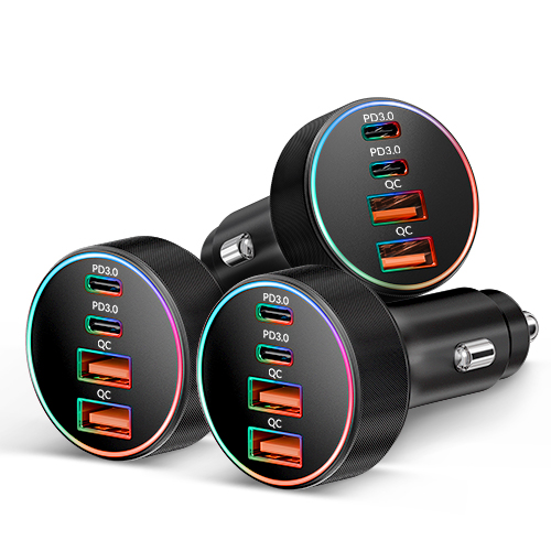 Car Charger USB C, 3 Pack 4-Port 90W Fast Charging Car Phone Charger Accessories Dual USB-C & USB-A Cargador Carro Cigarette Lighter Adapter for iPhone 17 16 15 14 13 12, iPad, Galaxy, Tablet, Android