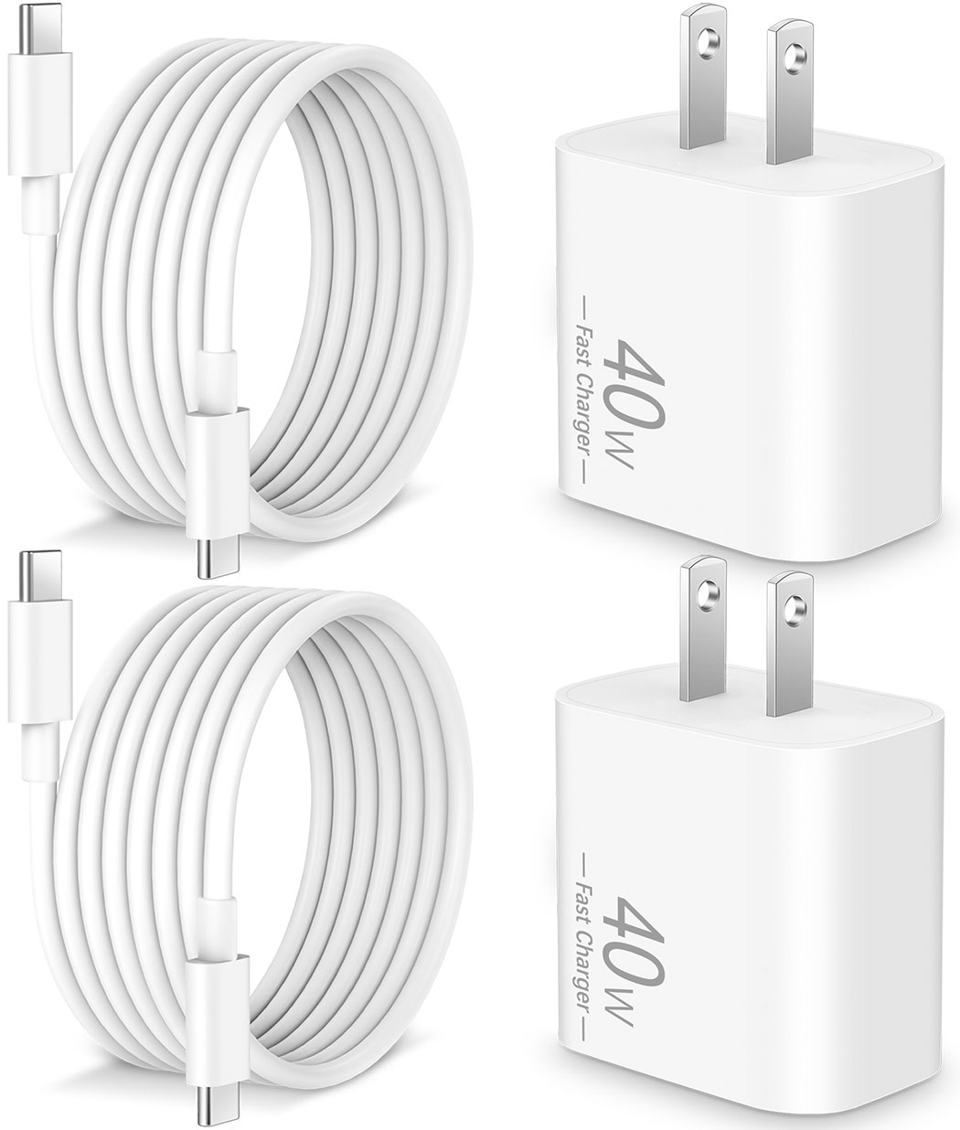 for iPhone 17 16 15 Pro Max Charger, 2 Pack 40W Fast Charging USB C Charger Block Wall Power Adapter with 6FT USB C Cable for iPhone 17/17 Pro/17 Pro Max/Air/16/16 Pro Max/16e/15/15 Pro/Plus, iPad