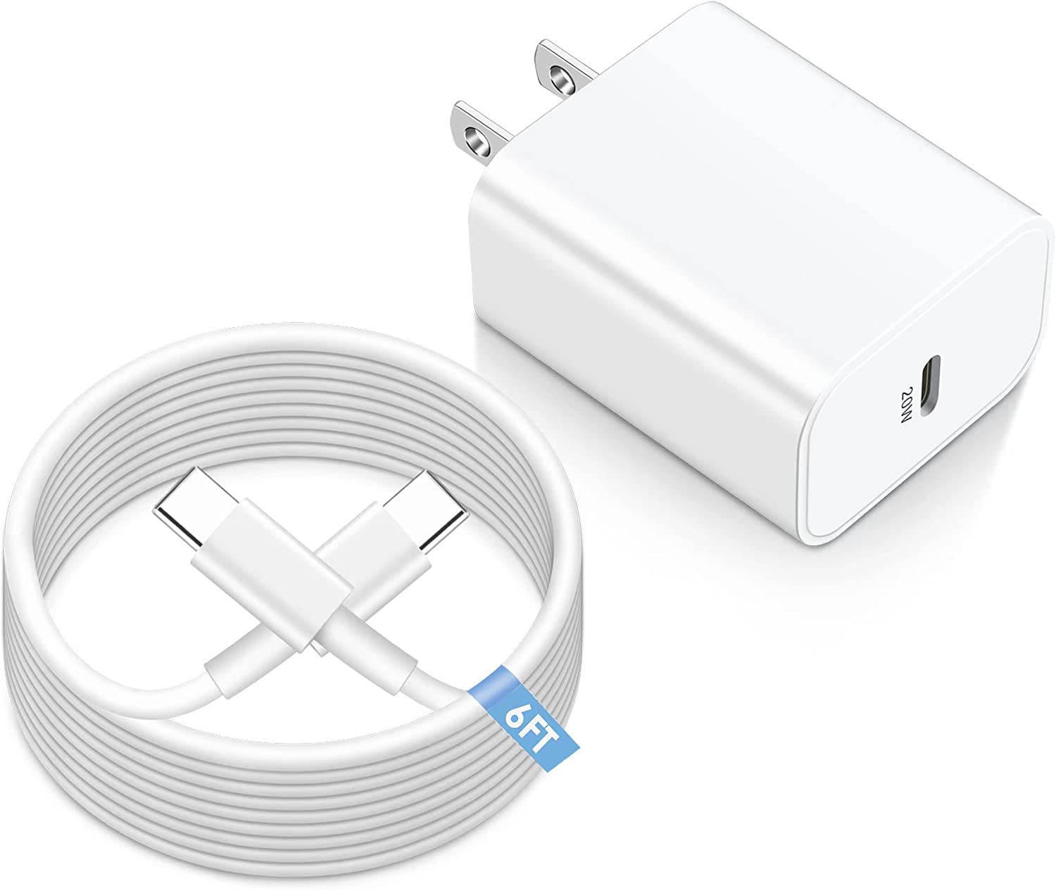 20W USB C Fast Charger for Google Pixel 7/6/5/4/3/2, iPad Pro 12.9 inch, 11 inch 2022/2021/2020/2018, iPad 10th Generation, iPad Air 5th/4th, Mini 6, Wall Charger with 6Ft USB C Charging Cable